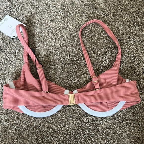 NWT SKATIE Pink Ribbed Swim Top - Picture 3 of 4
